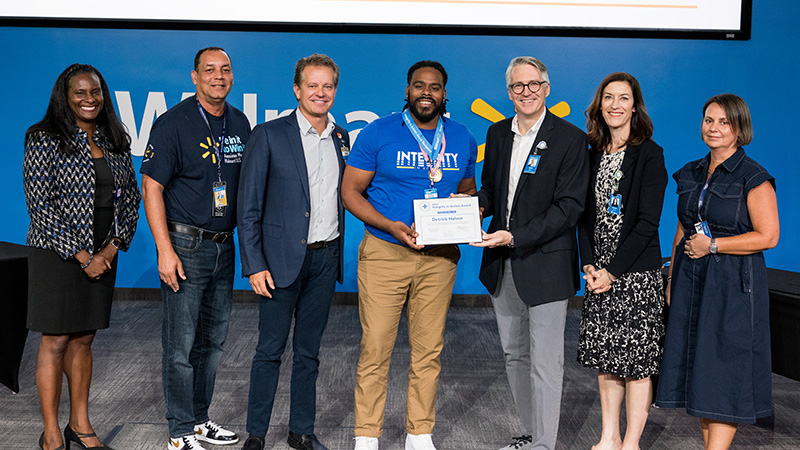 A photo of an Integrity in Action Award winner.